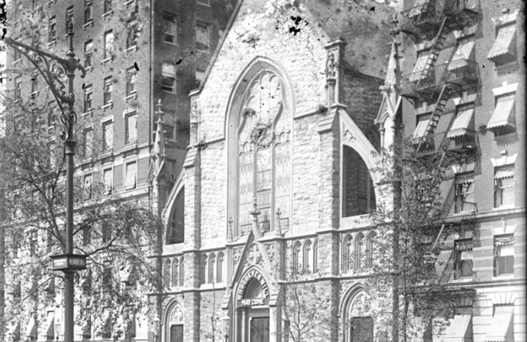 B&W Photo of 949 West End Avenue, Bloomingdale Reformed Church from Robert L. Bracklow photograph collection